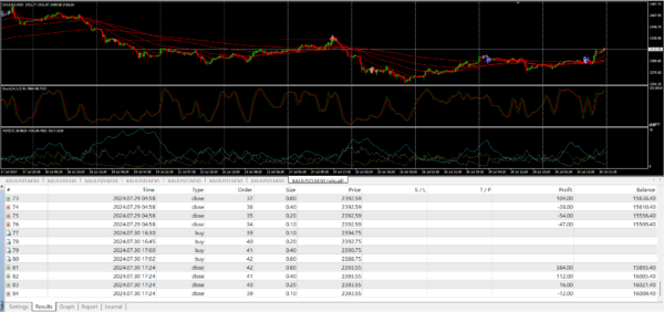 Range Hunter Forex EA Trade Details for the month July 2024